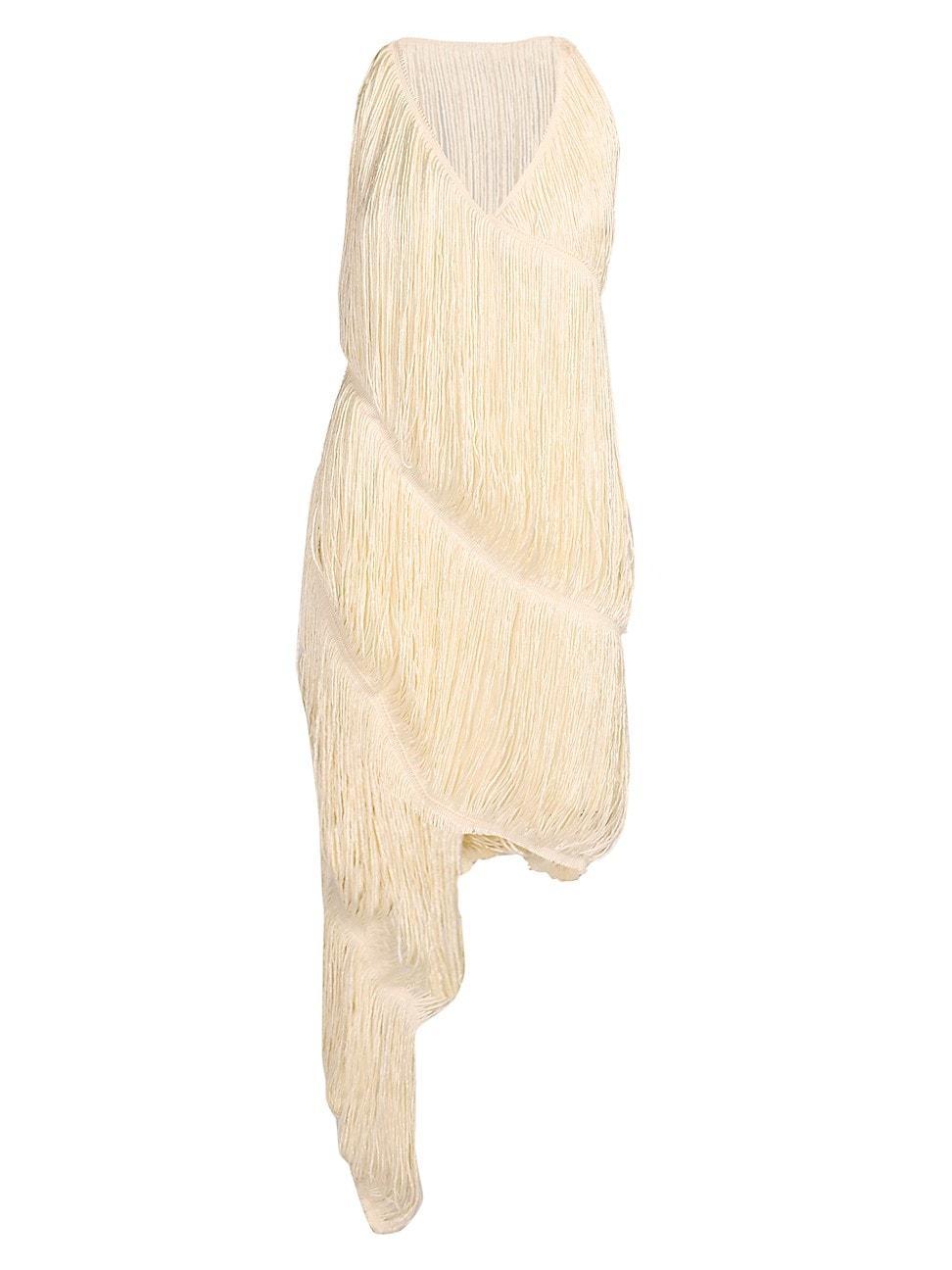 Womens Sleeveless Asymmetric Fringe Dress Product Image