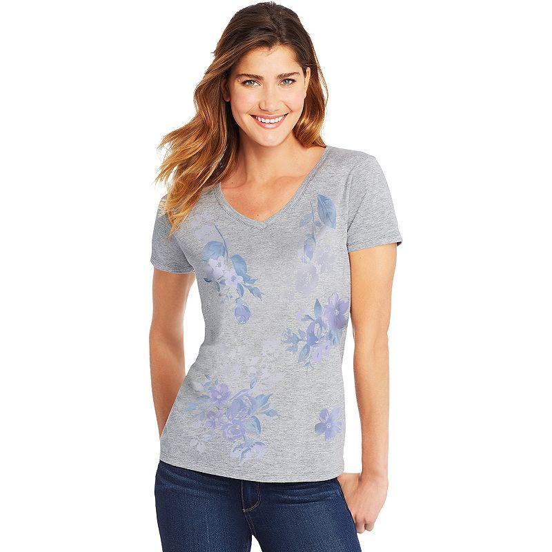 Womens Hanes Graphic Tee Light Grey Product Image