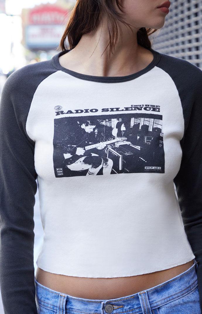 John Galt Women's Bella Radio Silence Long Sleeve T-Shirt in White/Black Product Image