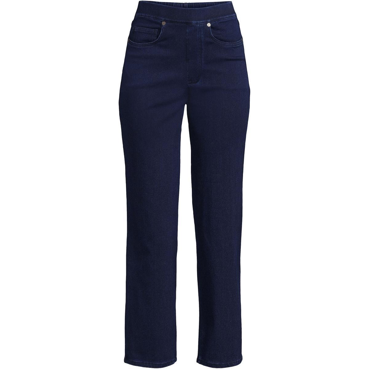 Womens Lands End High Rise Pull On Denim Crop Pants Dark Blue Product Image