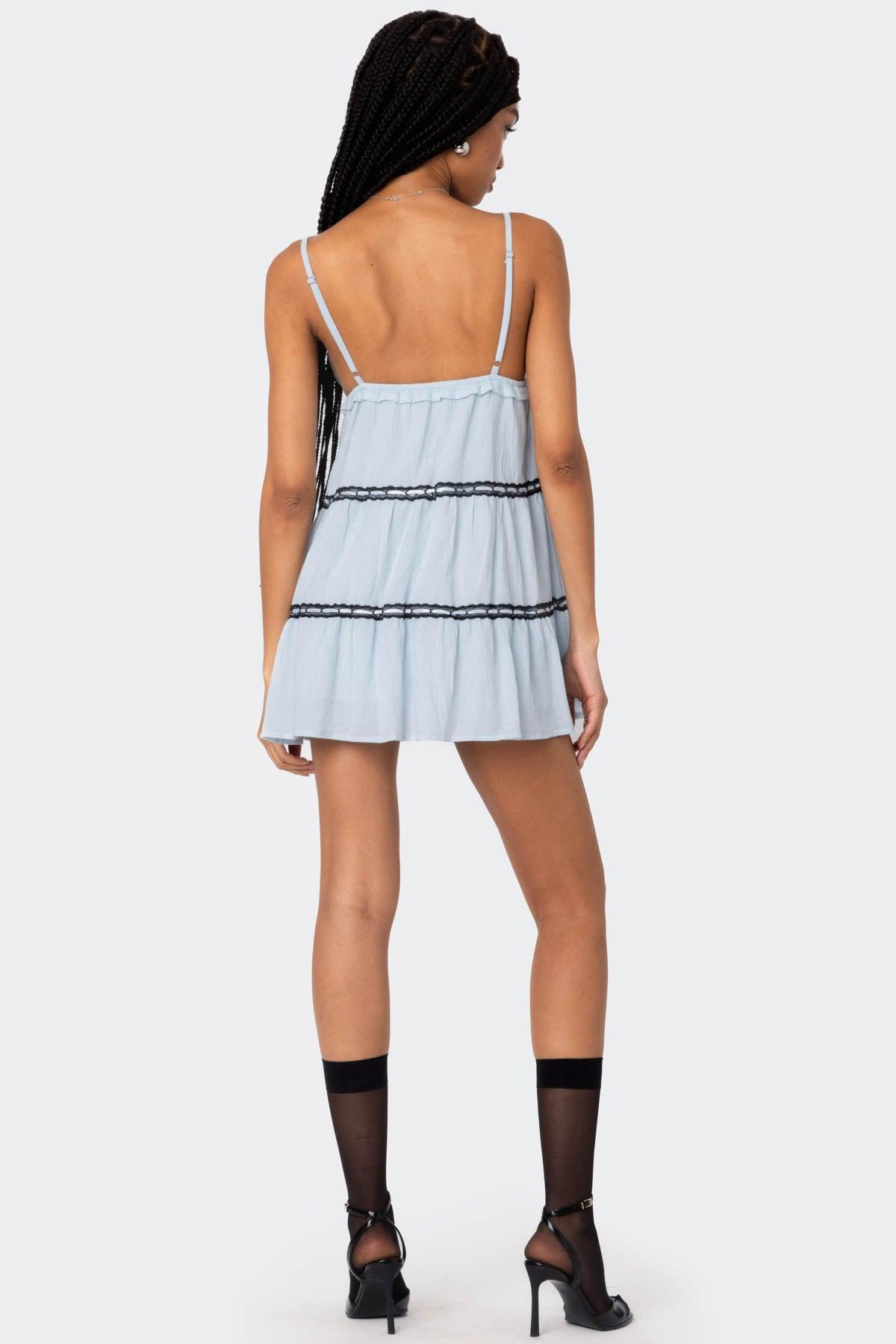 Angelica Tiered Ribbon Mini Dress Product Image