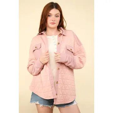 Pink Oversized Quilted Cozy Shacket Jacket Product Image