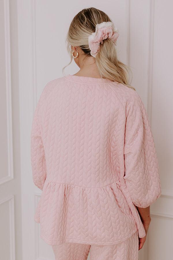 Chic A La Mode Knit Peplum Top in Pink Product Image