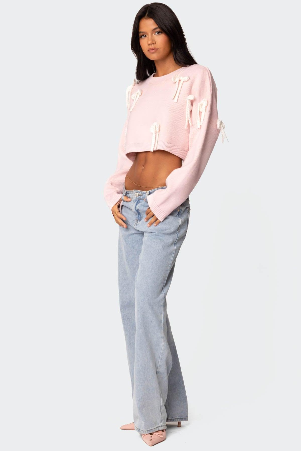 Chunky Bow Cropped Sweater Product Image