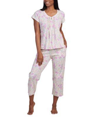 Miss Elaine Womens 2-Pc. Cropped Floral Pajamas Set Product Image