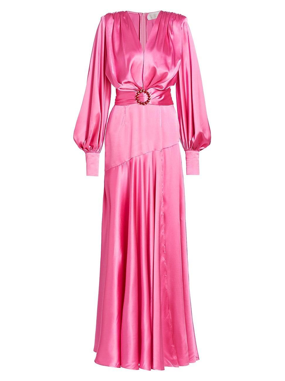 Womens Carmen Satin Embellished Belt Gown Product Image