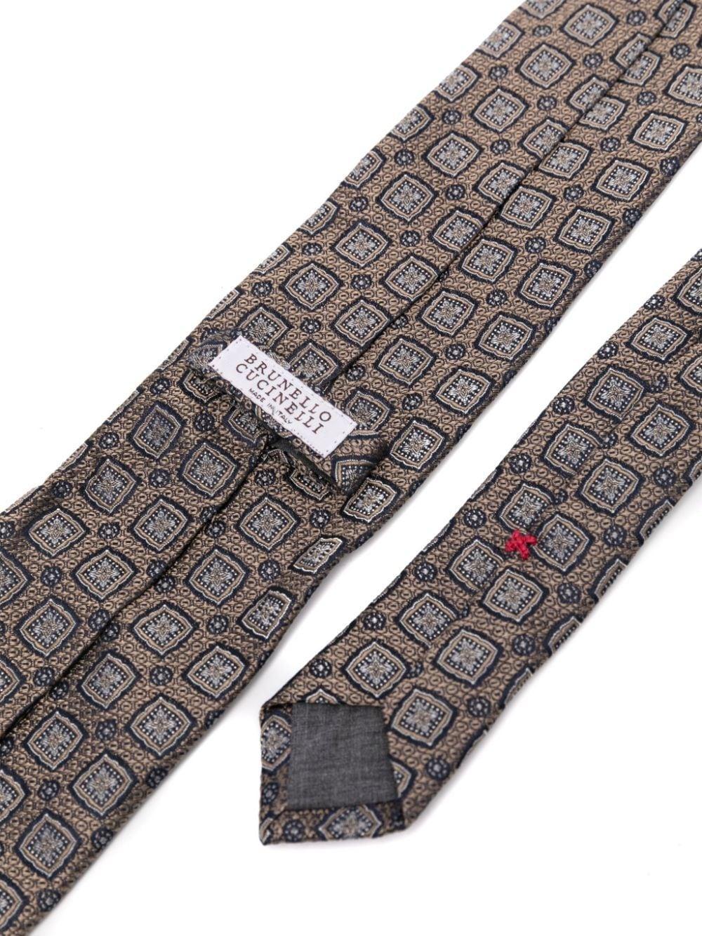 Patterned-jacquard Silk Tie In Brown Product Image