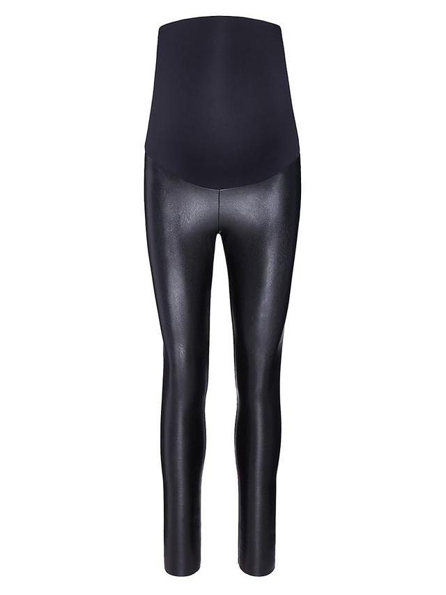 Womens Coated Faux Leather Maternity Leggings Product Image