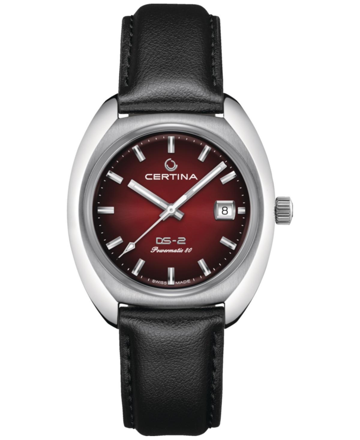 Certina Mens Swiss Automatic Ds-2 Black Synthetic Strap Watch 40mm - Red Product Image