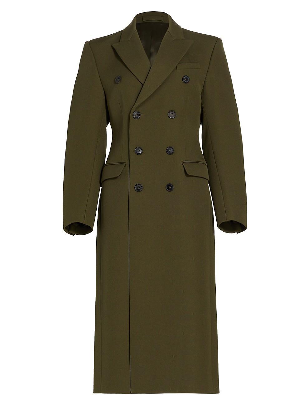 Womens Double-Breasted Wool Long Coat Product Image