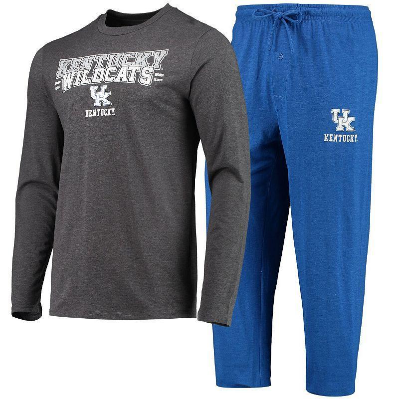 Mens Concepts Sport Royal/Heathered Charcoal Kentucky Wildcats Meter Long Sleeve T-Shirt & Pants Sleep Set Product Image