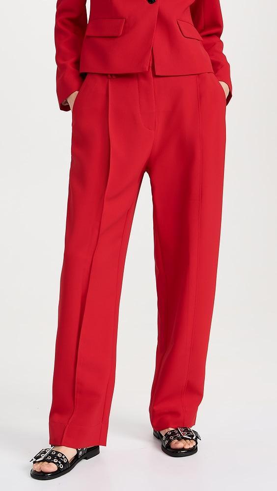 GANNI Light Twill Suiting Relaxed Pleated Pants | Shopbop Product Image