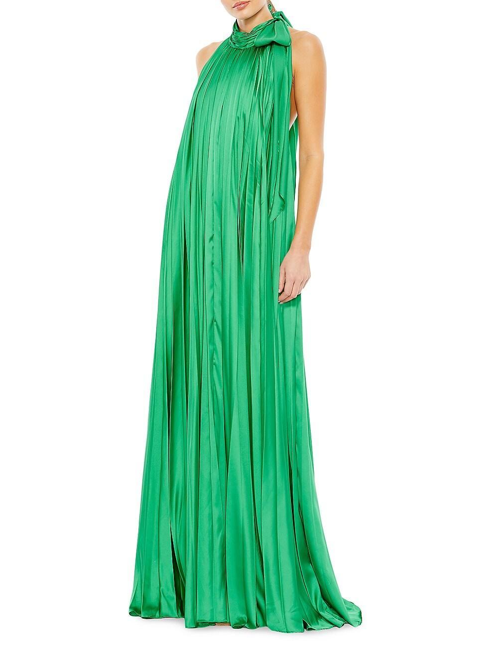 Womens Pleated Trapeze Halterneck Gown Product Image