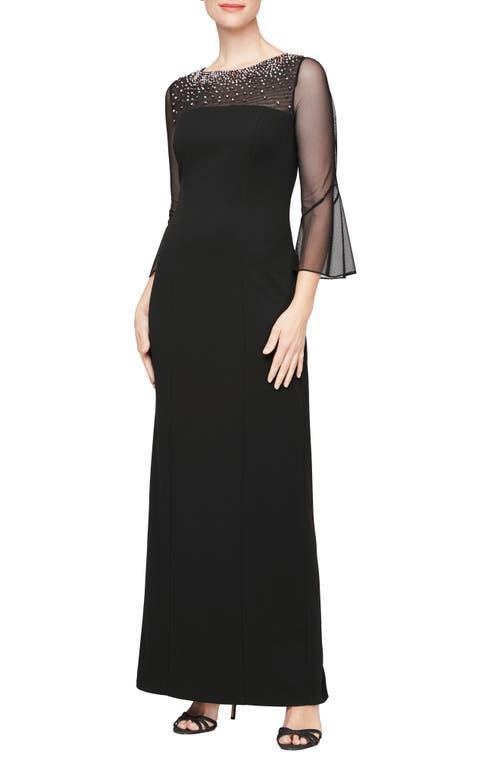 Alex Evenings Rhinestone Yoke Column Gown Product Image