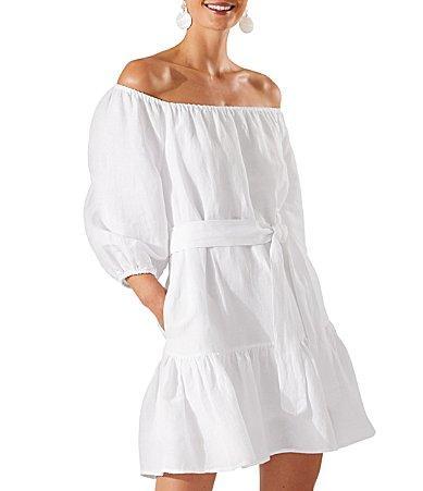 Tommy Bahama St. Lucia Off the Shoulder Tiered Dress Product Image