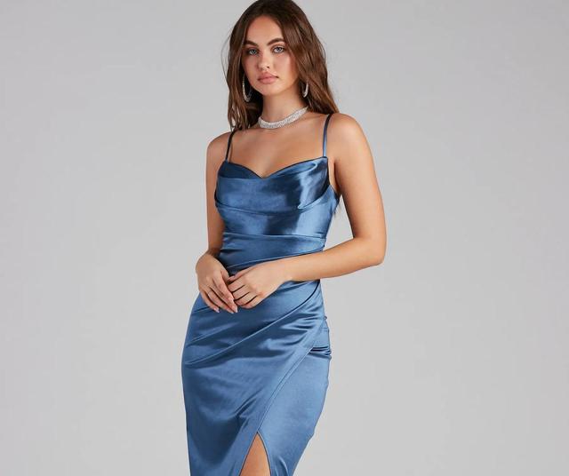 Annabelle Knit Satin Formal Dress Product Image