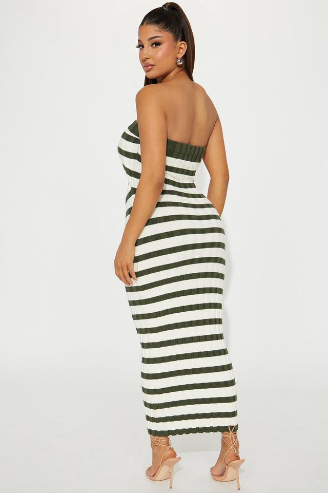 Amelia Sweater Maxi Dress - Olive/combo Product Image