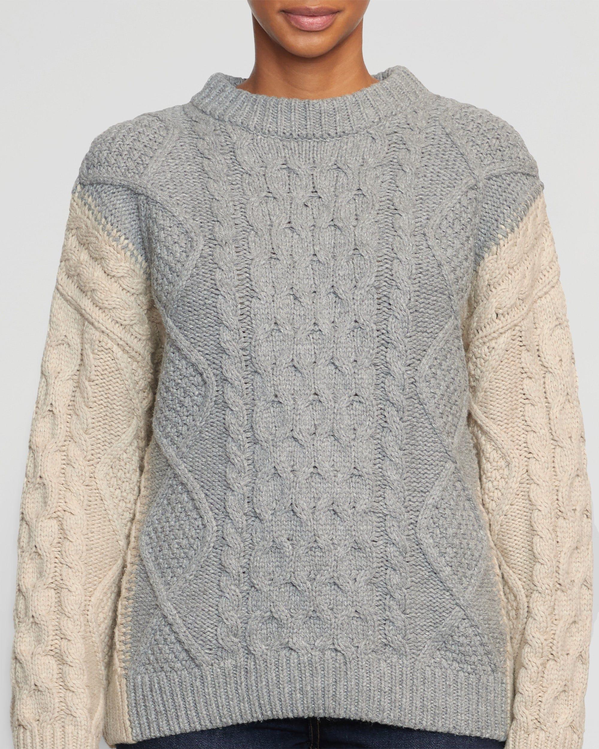 Dassie Oversized Color-Block Cable Sweater Product Image