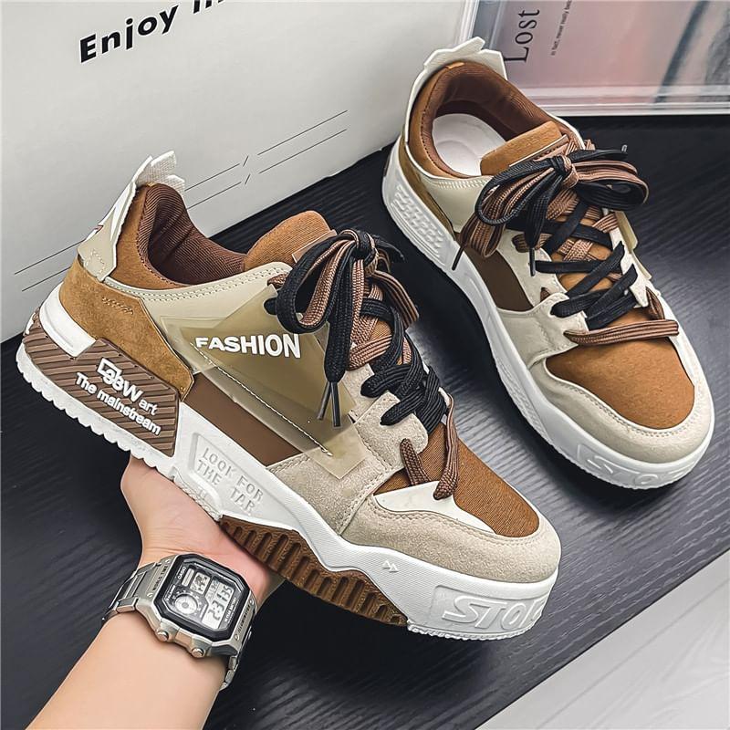 Lettering Lace-Up Platform Sneakers Product Image