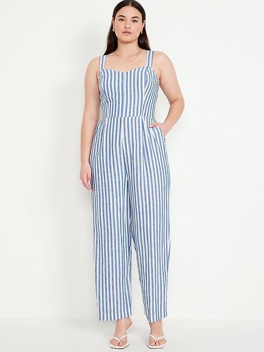 Fit & Flare Linen-Blend Jumpsuit Product Image