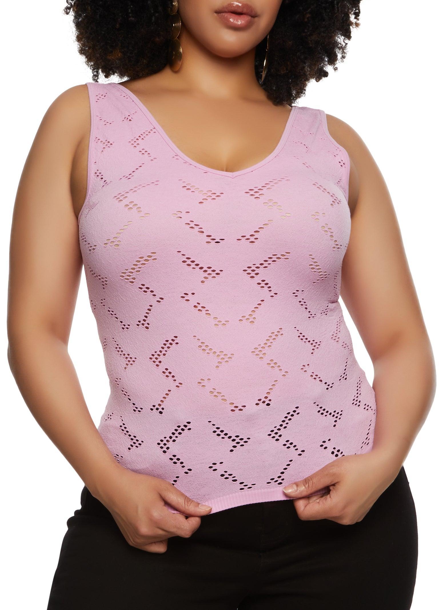 Womens Plus Size Laser Cut Seamless Tank Top Product Image