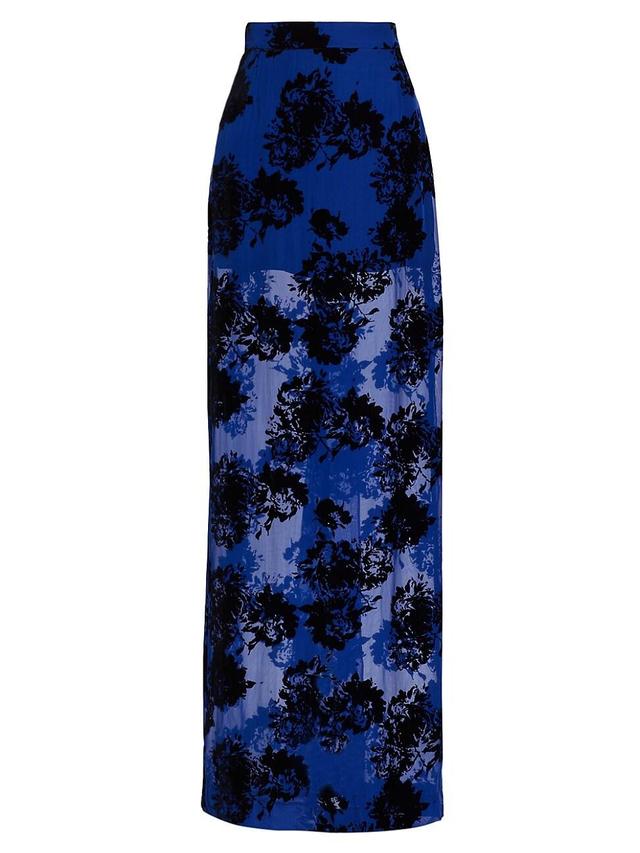 Womens Velvet Floral Pencil Maxi Skirt Product Image