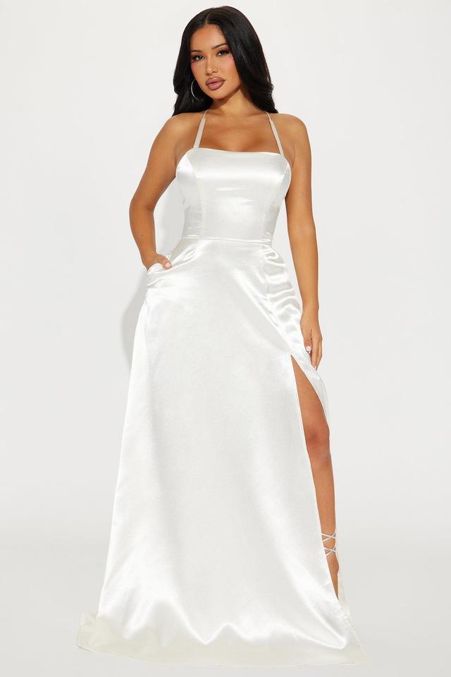 Fancy Taste Satin Maxi Dress - White Product Image