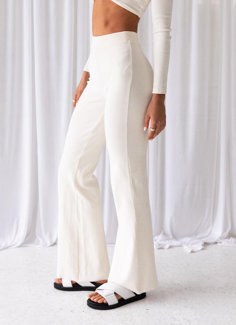 Day Club Organic Cotton Rib Pants - Ivory Product Image