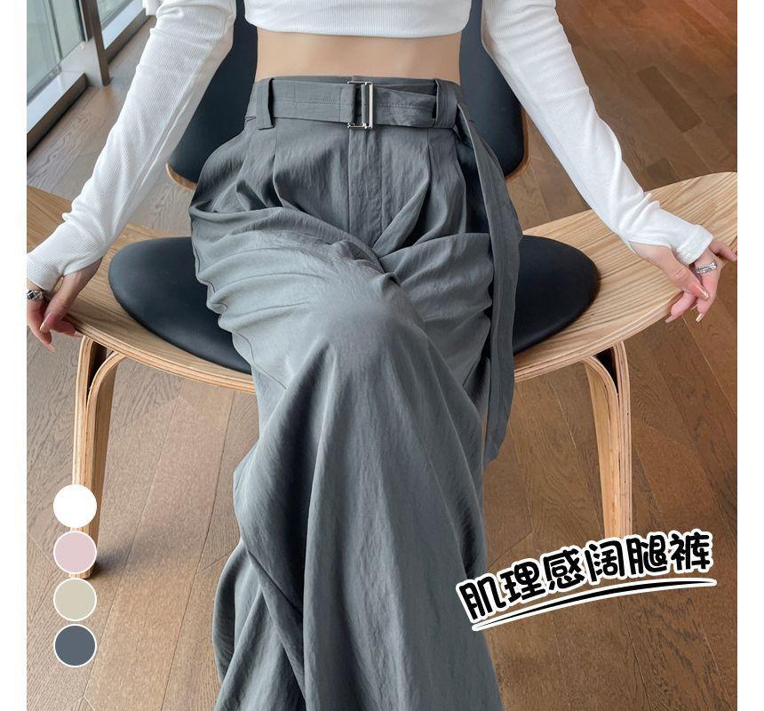 High Rise Plain Wide Leg Suit Pants (Various Designs) Product Image