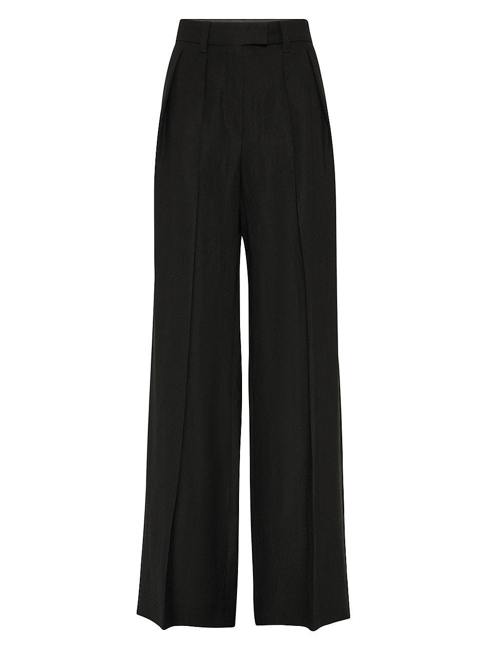 Womens Viscose and Linen Fluid Twill Sartorial Wide Trousers Product Image