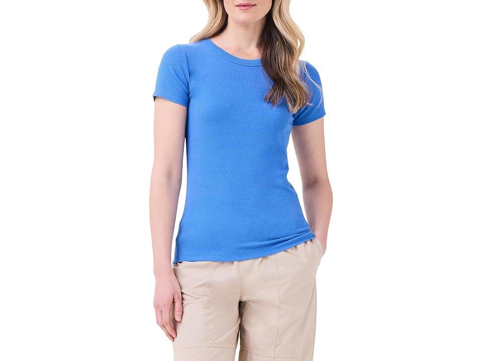 NIC+ZOE Perfect Knit Rib Short Sleeve Crew Tee (True ) Women's Clothing Product Image