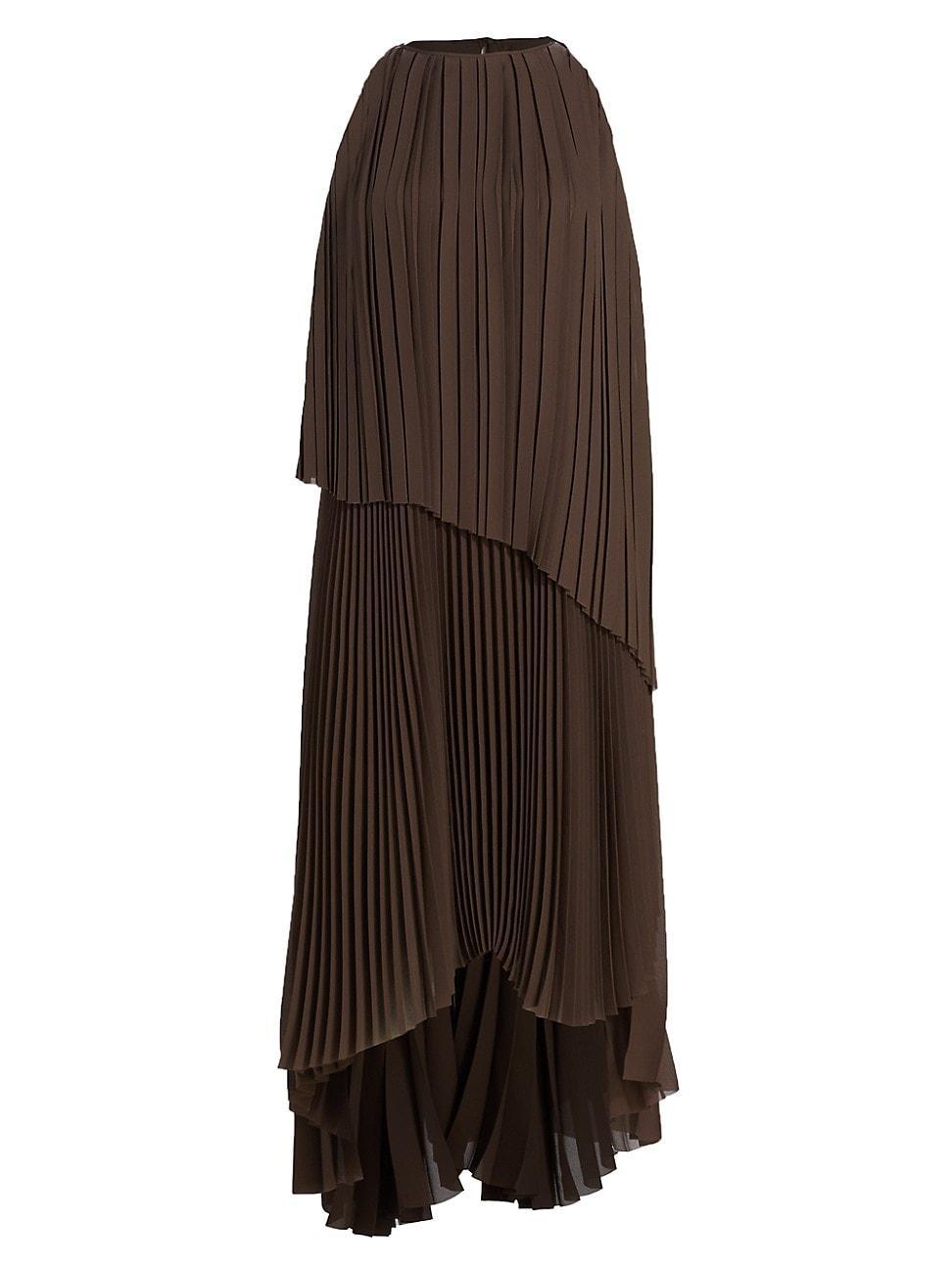 Womens Pleated Layered Midi-Dress product image