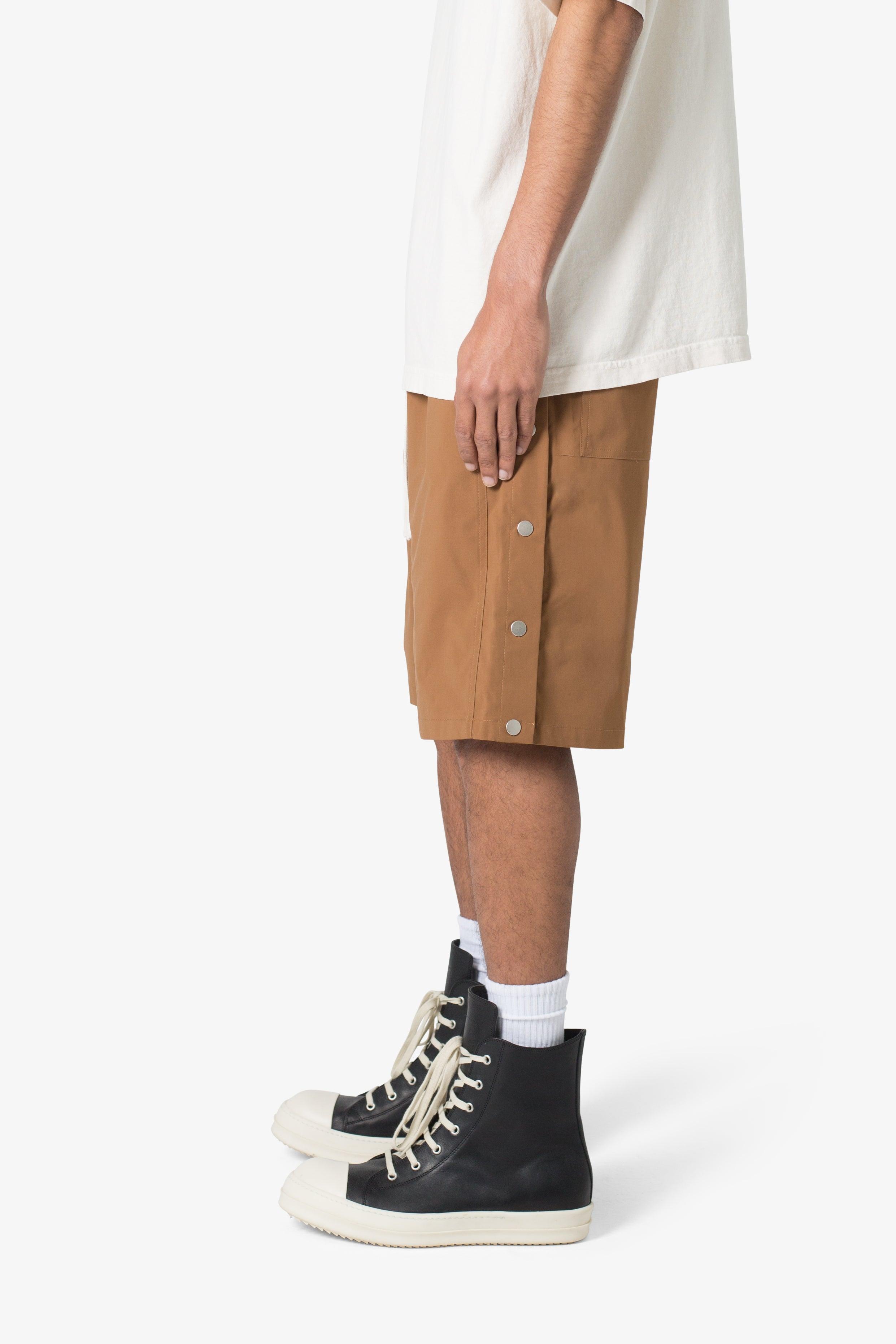 Side Snap Nylon Shorts - Brown Product Image