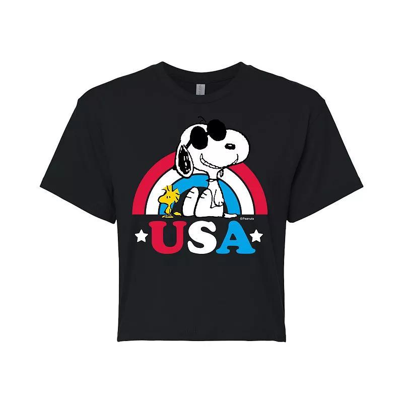 Juniors Peanuts USA Rainbow Cropped Tee, Girls Product Image