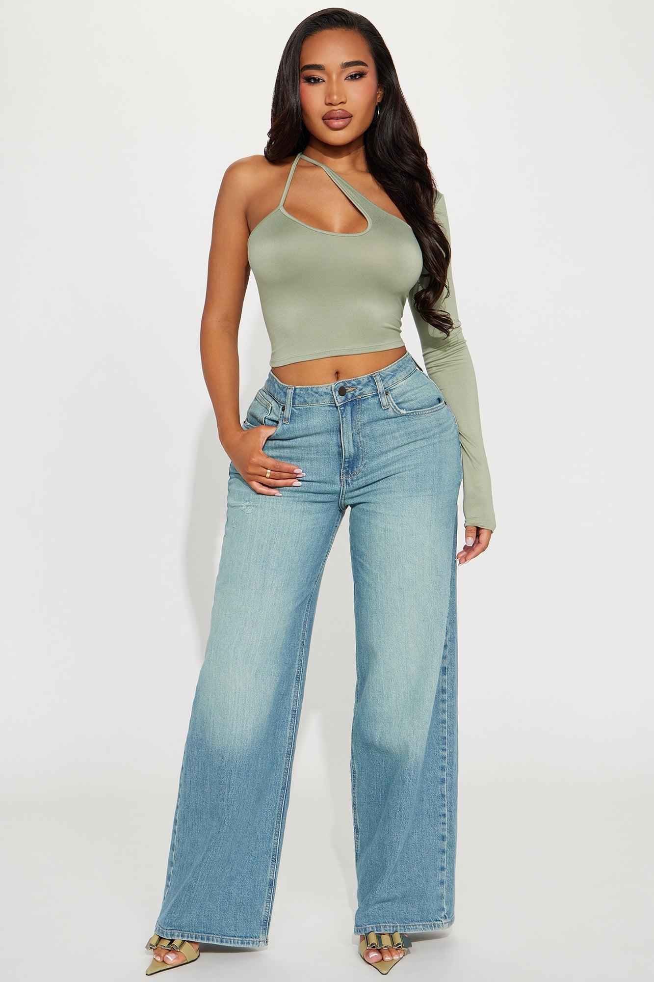 Georgia One Shoulder Top - Sage Product Image