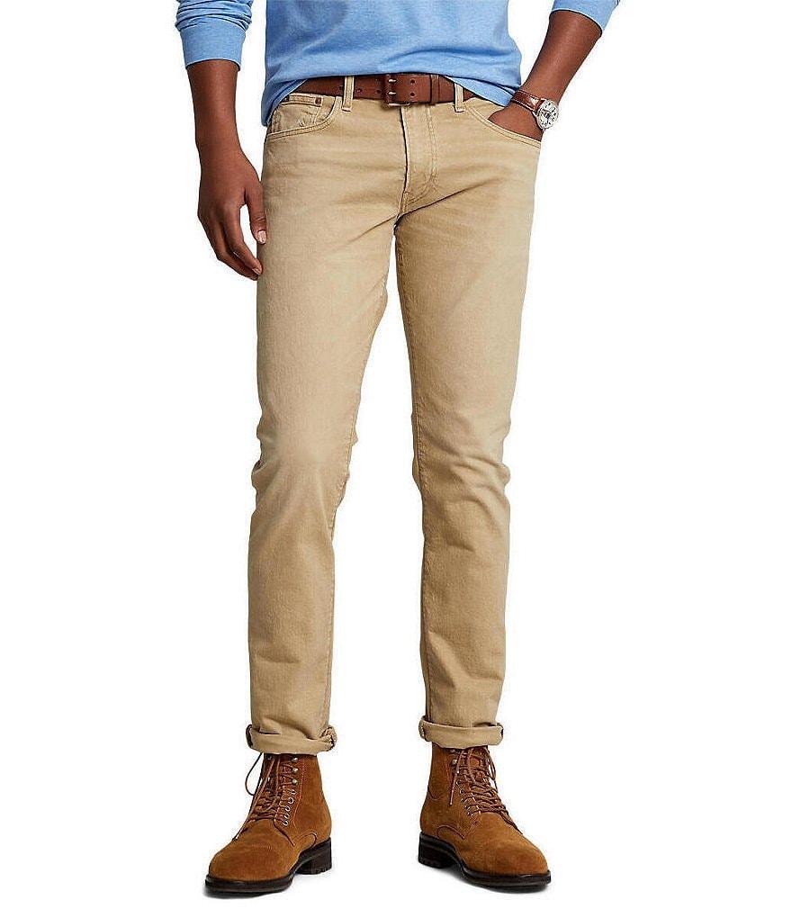 Polo Ralph Lauren Varick Slim-Straight Boating Khaki Stretch Denim Jeans Product Image