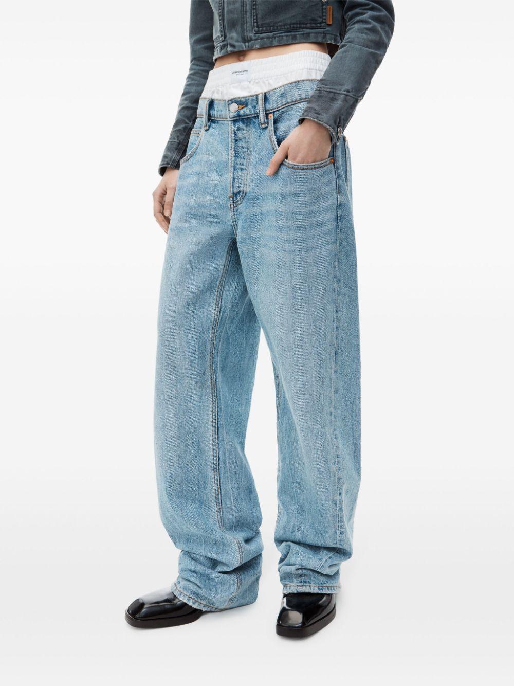 layered wide-leg jeans Product Image