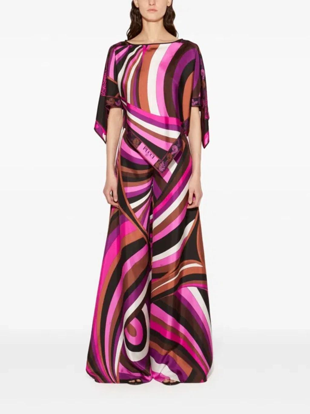 PUCCI Iride Struzzo-print Kaftan Top In Fuchsia,brown Product Image