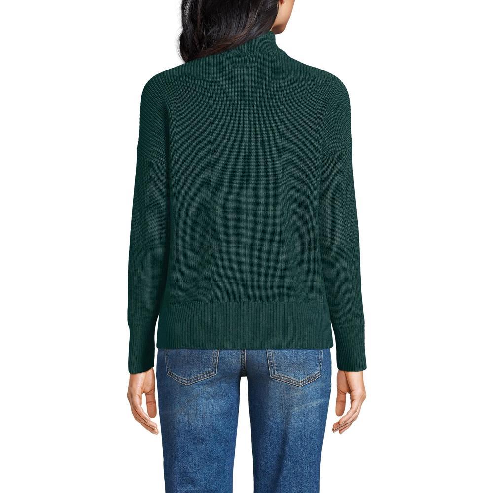 Lands' End Women's Petite Drifter Cotton Quarter Zip Pullover Sweater - Large - Deep Forest Product Image