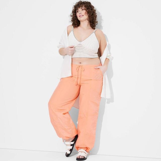 Womens Mid-Rise Wide Leg Parachute Pants - Wild Fable Peach Orange 4X Product Image