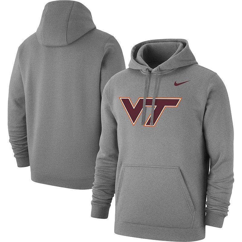 Mens Nike Heather Gray Virginia Tech Hokies Logo Club Pullover Hoodie Product Image