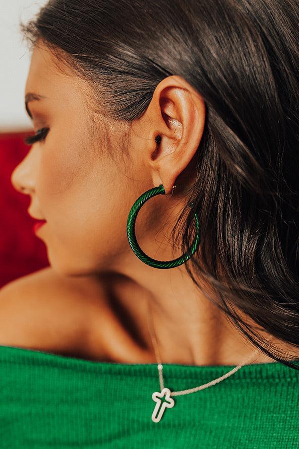 Holiday Fun Hoop Earrings In Green Product Image