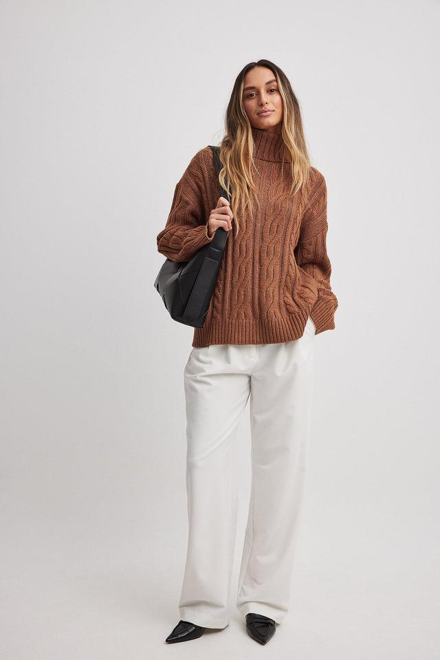 Turtleneck Knitted Cable Sweater Product Image