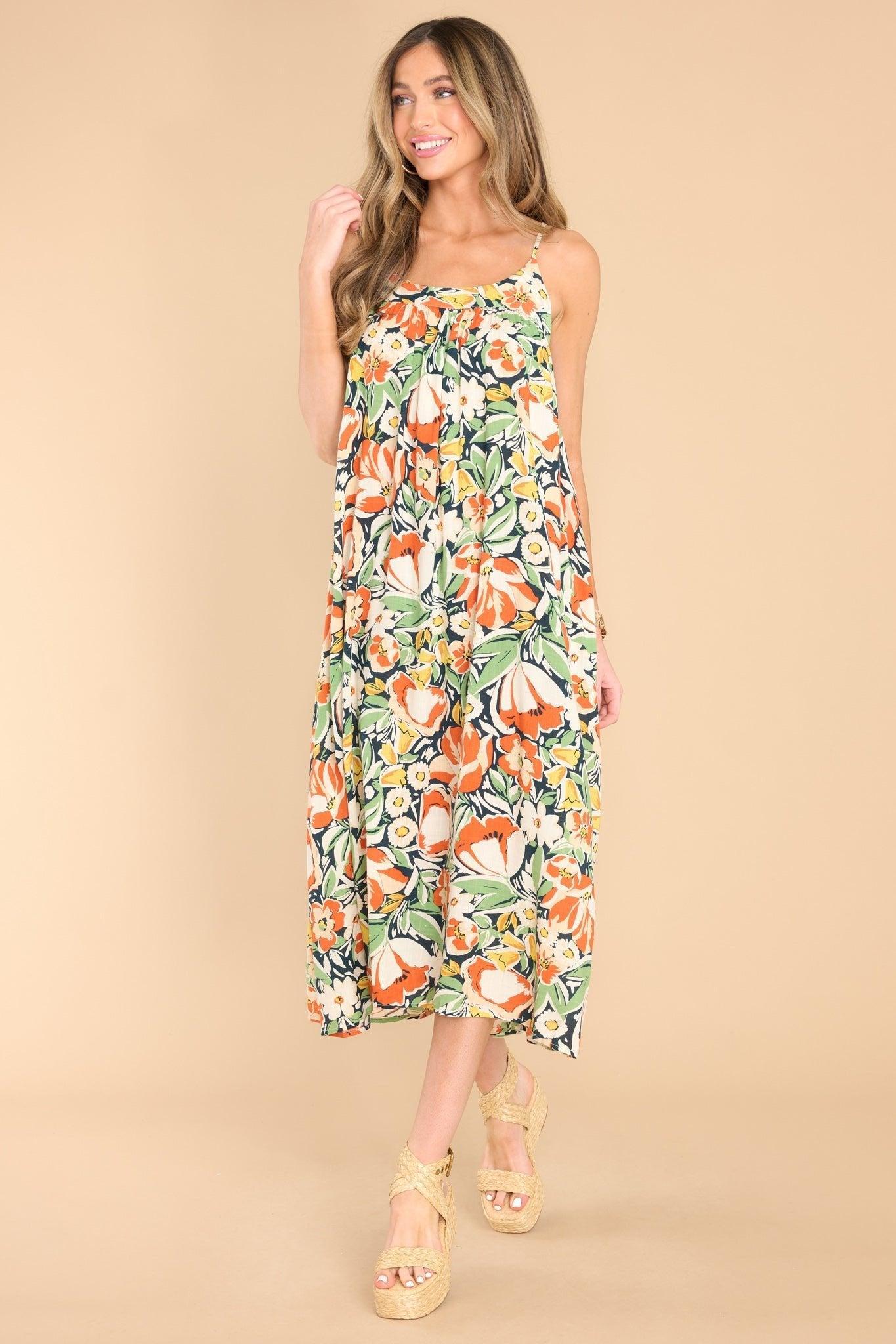 Always Have Ivory Floral Print Midi Dress Product Image