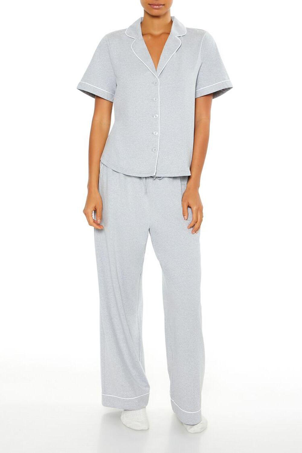 Heathered Shirt & Pants Pajama Set | Forever 21 Product Image