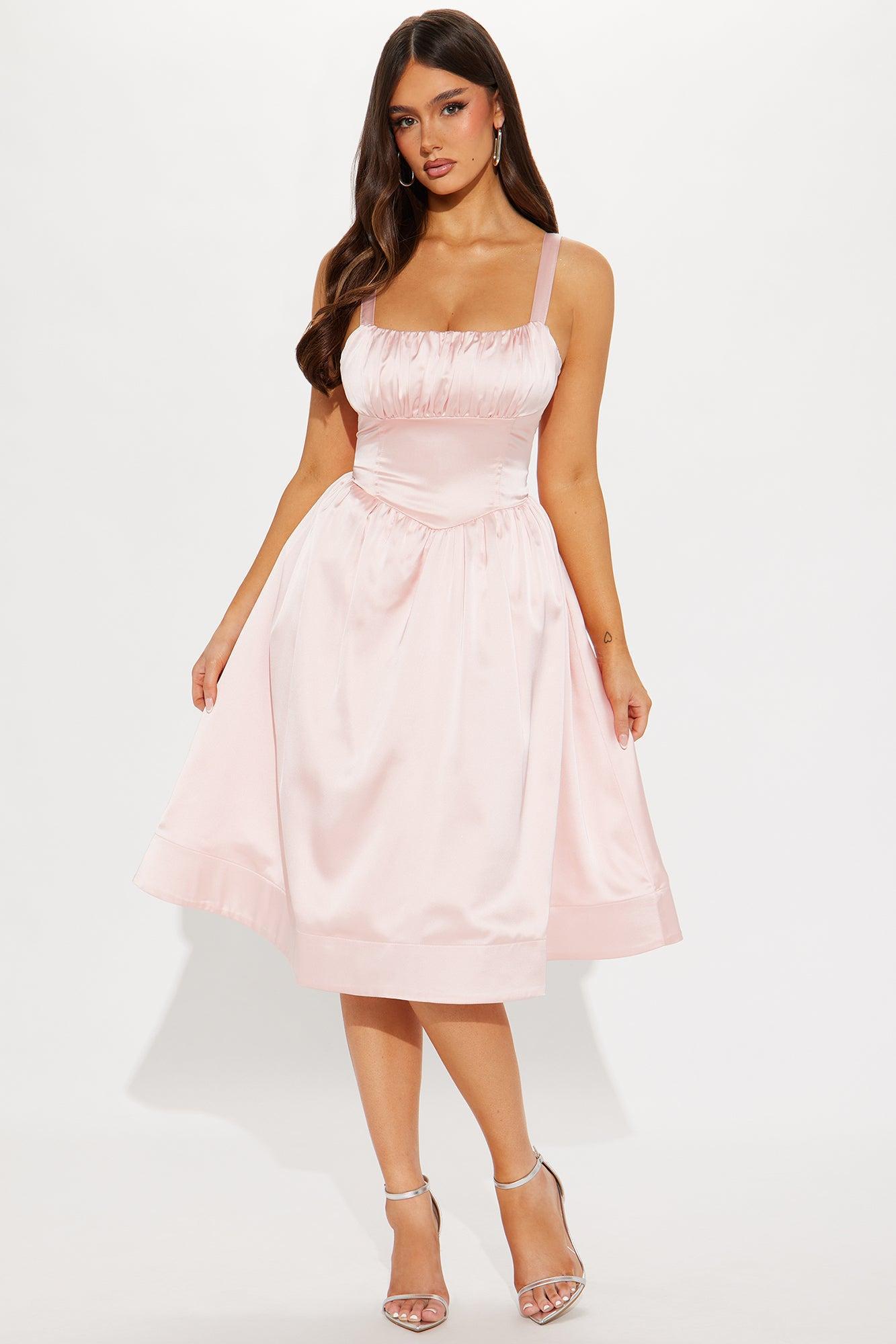 Field of Dreams Satin Midi Dress - Blush product image