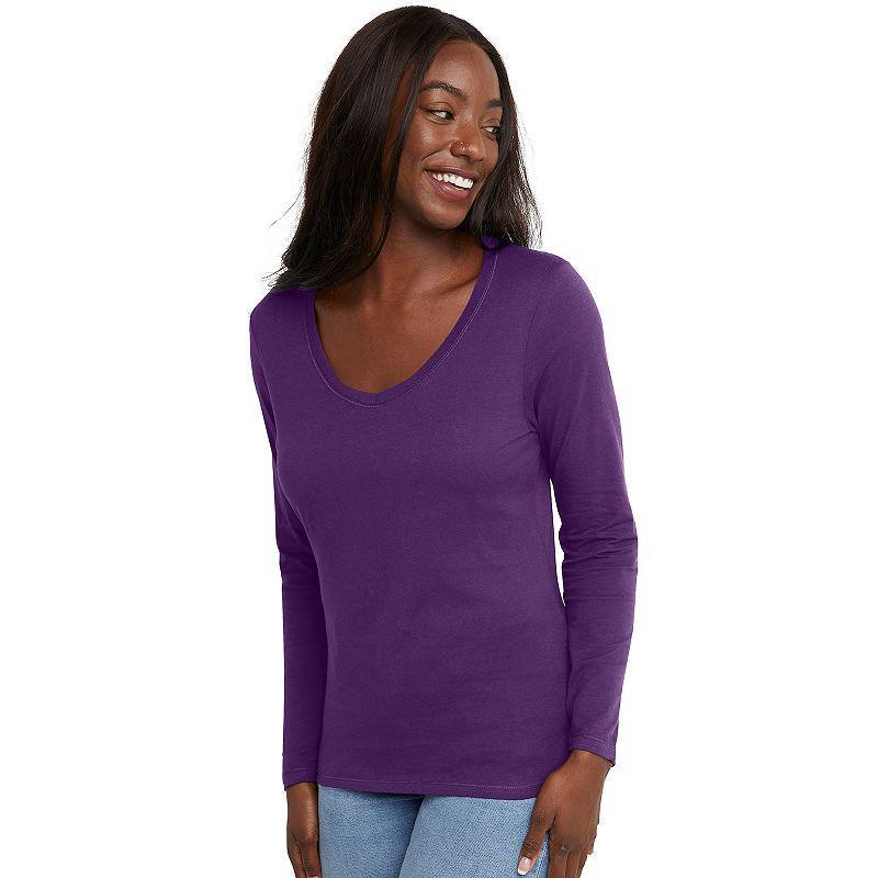 Womens Hanes Originals Long Sleeve Tee Blue Product Image