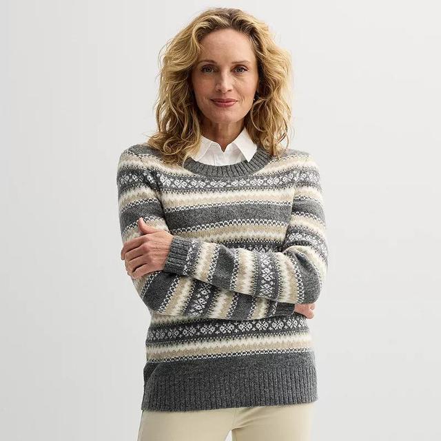 Womens Croft & Barrow Cozy Pullover Sweater Ivory Fairisle Product Image