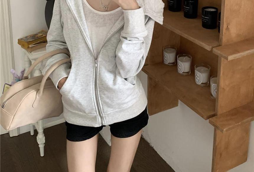 Plain Zip Hoodie Product Image