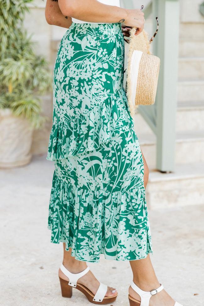 As It Was Green Floral Midi Skirt FINAL SALE Product Image